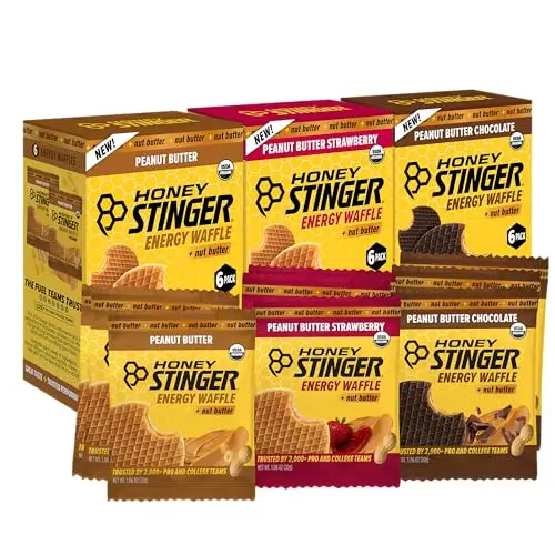 Honey Stinger Peanut Butter Waffle Variety Pack showing three flavors