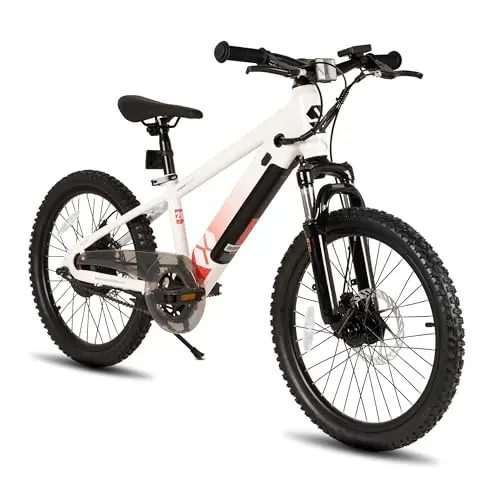 JOYSTAR 20-inch white electric bike for kids and teens
