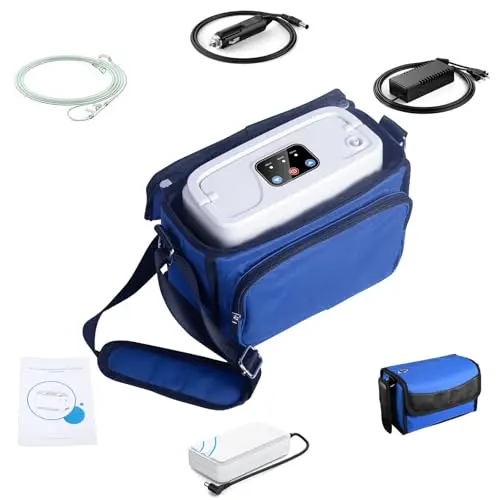 BSMOON portable oxygen concentrator with shoulder bag and accessories