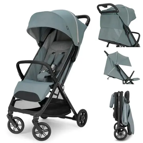 Inglesina Quid3 Stroller in Galaxy Gray, shown with its extended canopy.