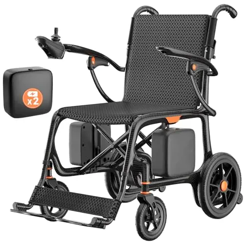 FreeWink ultralight carbon fiber electric wheelchair folded and unfolded