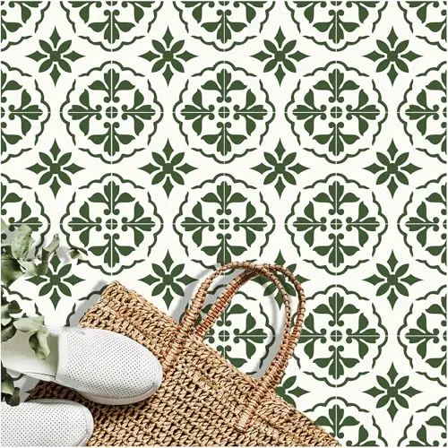 MORCART green retro design removable vinyl floor tiles