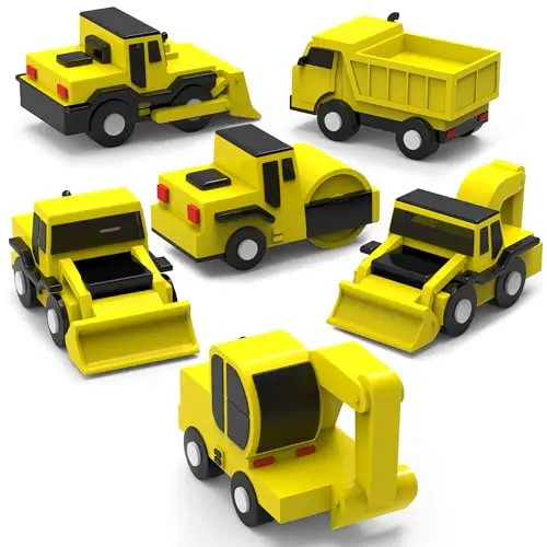 Tub Works Construction Trucks Mold Free Bath Toys set of 6