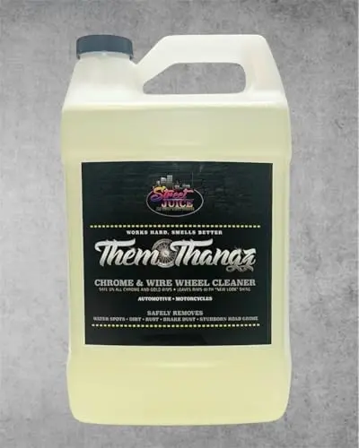 Them Thangz Street Juice Products Chrome and Wire Wheel Cleaner gallon bottle