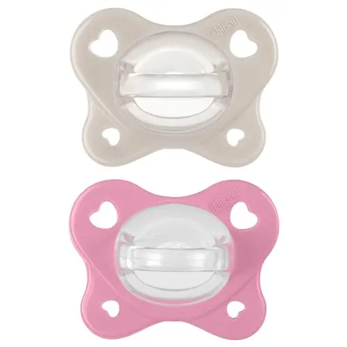 Chicco PhysioForma grey and rose silicone pacifier with flex-shield