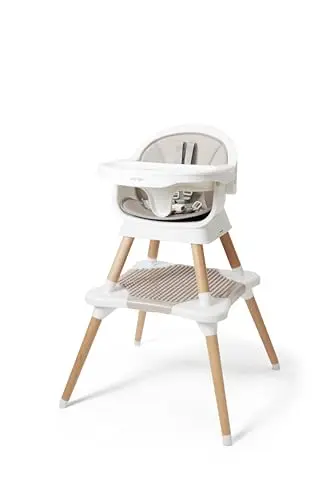 Kyrise 5-in-1 white high chair with wooden legs