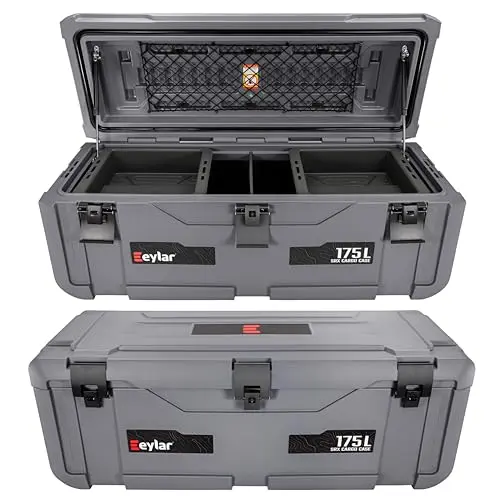 Eylar SRX-175 gray overlanding cargo case with gas strut lid