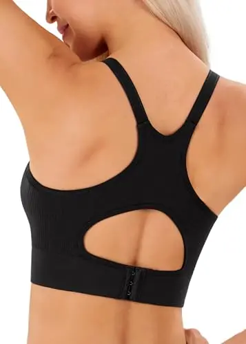 Angelhood ribbed texture nursing sports bra with O-back