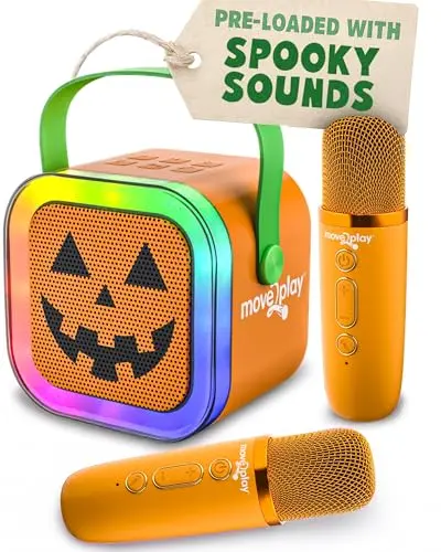 Move2Play Halloween Karaoke Machine with spooky decorations