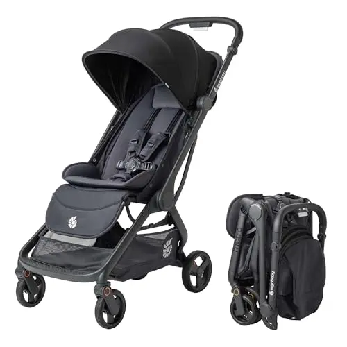 Ergobaby Metro 3 compact baby stroller folded for storage