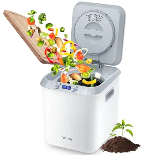 TORIMFE white electric kitchen composter with LED display