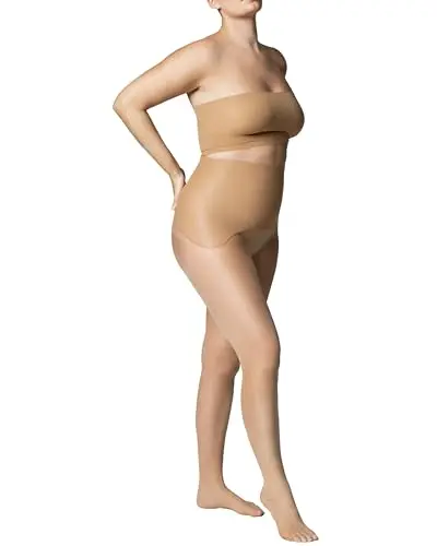 NOOSH PLAY Glossy Tights in Chai color, showcasing a shiny, airbrushed leg glow