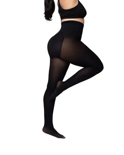 NOOSH SMOOTH Tights in Noir color, showcasing mid-waist fit and light shaping