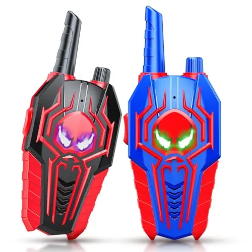 Evassal kids walkie talkies in black and blue, held in a child's hand