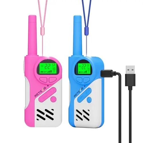 Retevis EZTalk 70 kids walkie talkies in pink and blue with Type-C charging