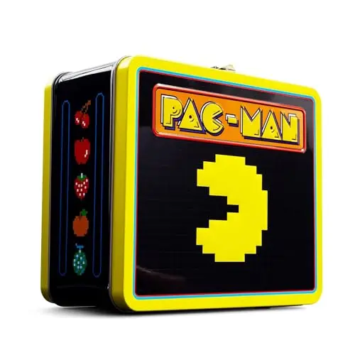 Toynk Pac-Man metal lunchbox with retro arcade artwork and maze design