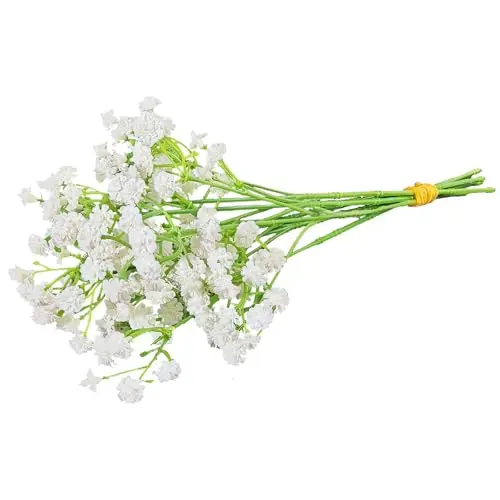 ABAJI set of 6 artificial baby's breath flower bundles with real touch texture