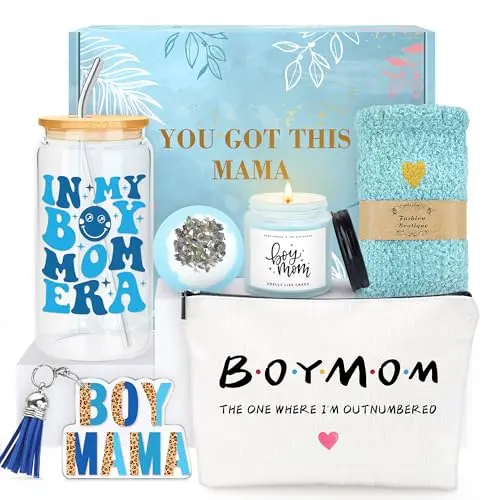 Boy Mom themed gift set with cup, bag, candle, and socks product image