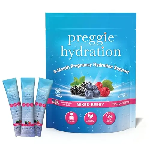 Three Lollies Preggie Hydration electrolyte powder packets