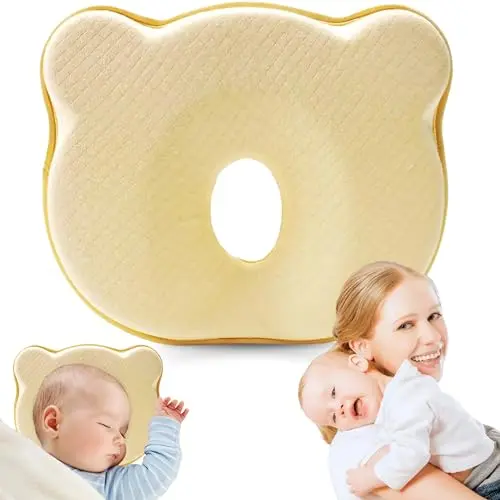 CMJ PRO yellow round memory foam baby pillow for infant neck support