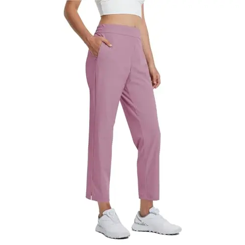 M MAELREG Women's pink lightweight ankle pants for golf and active travel