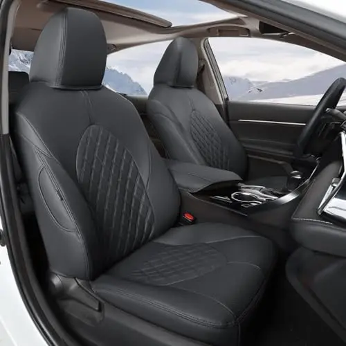 GIANT PANDA black faux leather car seat covers for 2025 Toyota Camry LE/SE