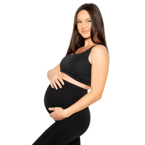 Simple black maternity leggings with a smooth over-the-belly panel
