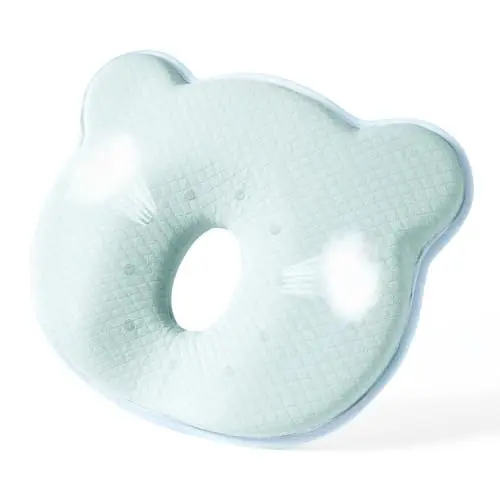 Cococu blue memory foam baby pillow with bear shape for flat head prevention