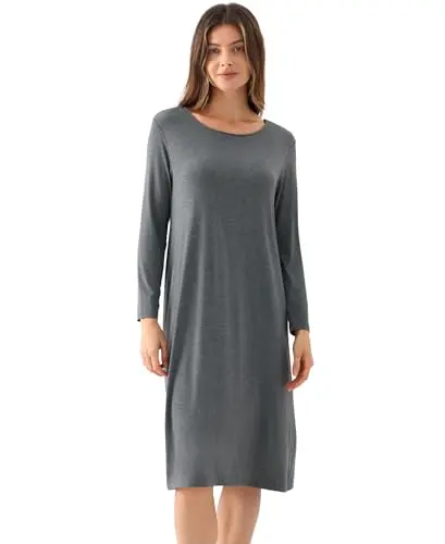 GYS long sleeve crewneck nightgown in dark heather grey