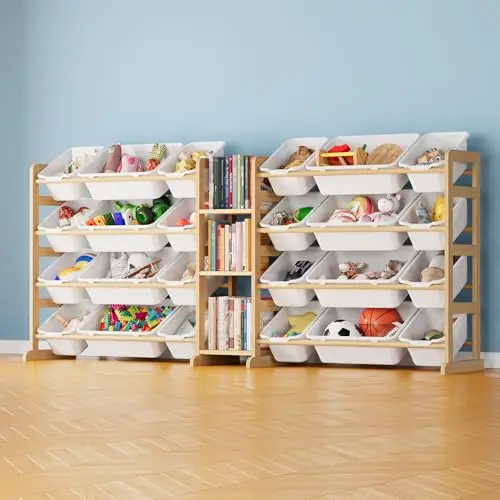 SpaceAid large white toy storage organizer with 3 shelves and 24 bins