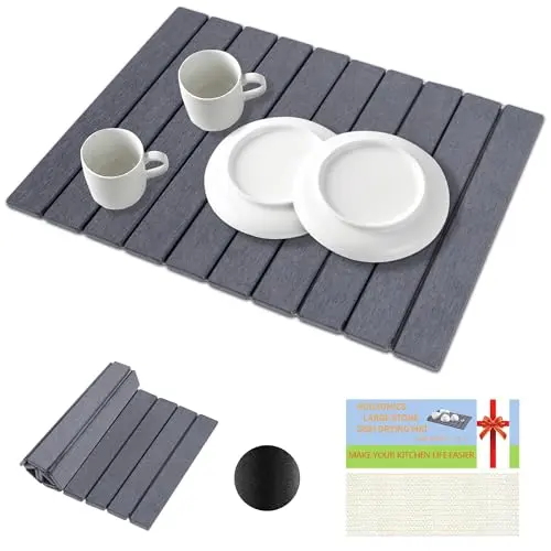 HOUYOMICS Grey Foldable Stone Drying Mat