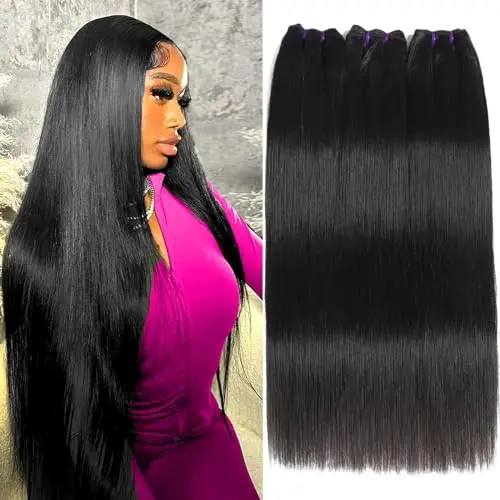 Beauty Queen Bone Straight human hair bundles showing smooth, straight texture