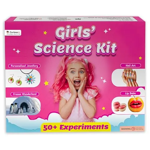 Curious Junior science kit for girls with nail art, jewelry, and experiment supplies