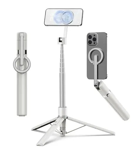 TONEOF Magnetic Selfie Stick Tripod with aluminum holder extended