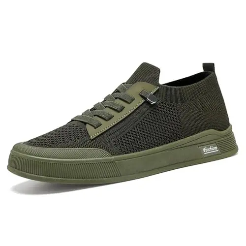 BNR speed-lace sock sneaker in army green with adjustable strap