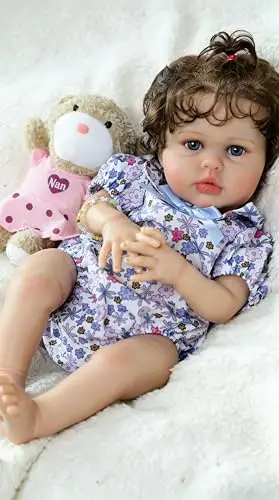 SCOM 20-inch realistic reborn baby doll girl with curly hair and soft weighted body