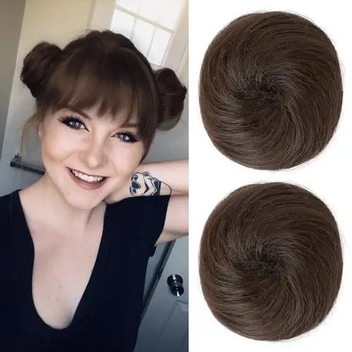 REECHO Space Bun hair extensions in chestnut brown with mini claw clip