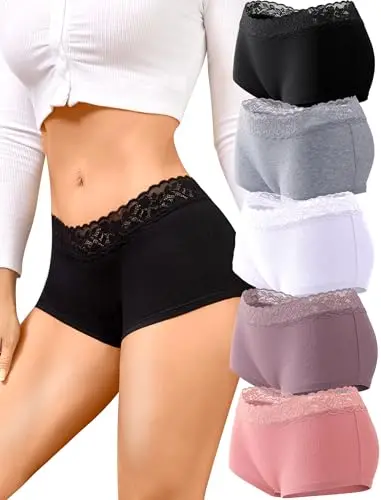 Finetoo boy shorts with lace boxer briefs for women