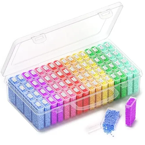 VANSUNS 64-grid clear plastic storage box with snap lids