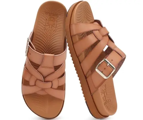 KuaiLu women's gladiator sandal with multiple straps and buckle