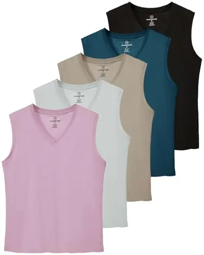 Real Essentials women's 100% cotton V-neck sleeveless tank top