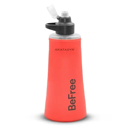 Katadyn BeFree AC 1L soft, collapsible water filter flask in Misty Red