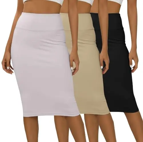 Real Essentials Soft Midi Skirt with back slit and pockets