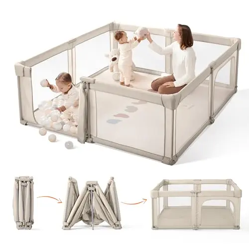 Sweeby extra large foldable baby playpen with door