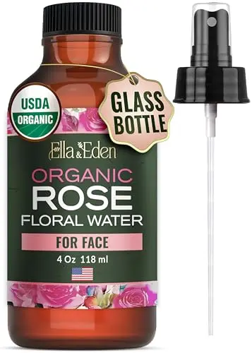 Ella & Eden Organic Rose Water Spray in amber glass bottle
