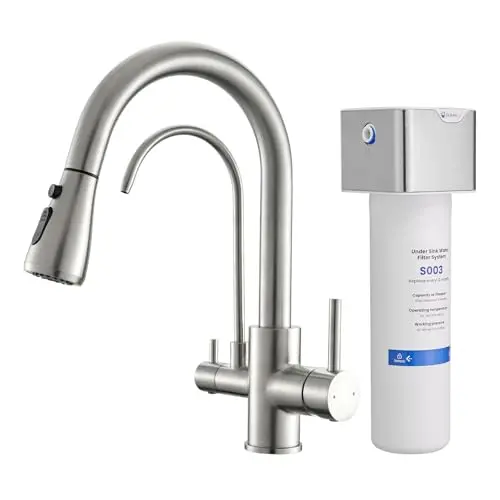GIMILI 3 in 1 kitchen faucet with under sink water filter system