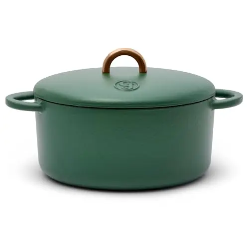 Great Jones Dutch Baby Dutch oven in broccoli color, round shape with nesting design