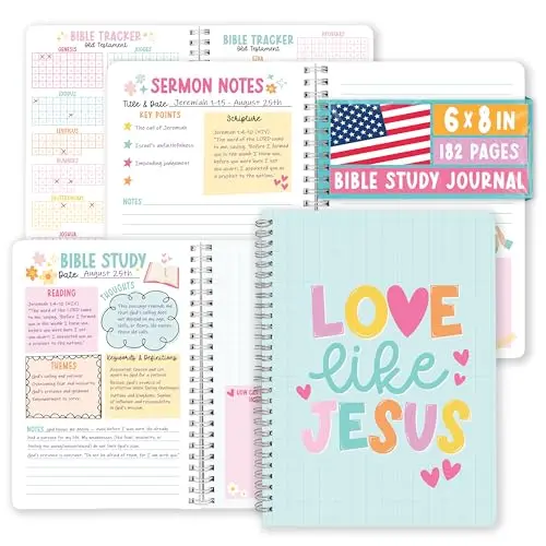 Hadley Designs Bible Journal in teal color, showing spiral binding and interior pages