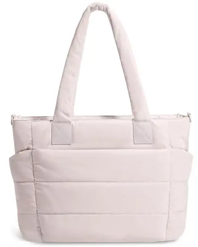 GASSDA puffer tote bag quilted design with multiple pockets and laptop compartment