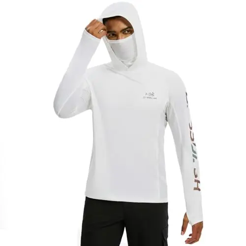 Bassdash men's graphic fishing hoodie with mask pocket and UPF 50+